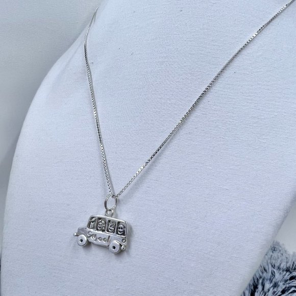 NWOT – Save the Children – 3D School Bus w/ Children 18” Box Chain Necklace 925 - Picture 3 of 10